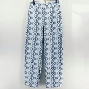 Aritzia Sun-deh Jaden Pants Blue Floral Boho Hippie Straight Leg Size 0